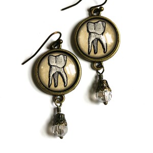 Human Tooth Vintage Inspired Drop / Dangle Earrings