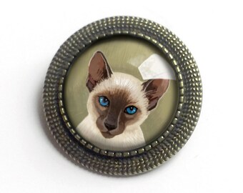 Siamese Cat Vintage Inspired Pin Brooch