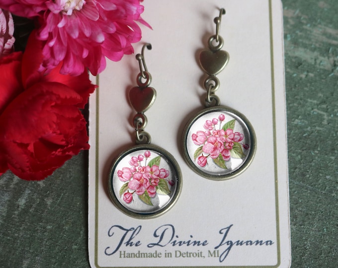 Cherry Blossom Vintage Inspired Drop / Dangle Earrings