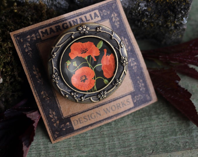 Bold Poppy Flower Vintage Inspired Pin Brooch
