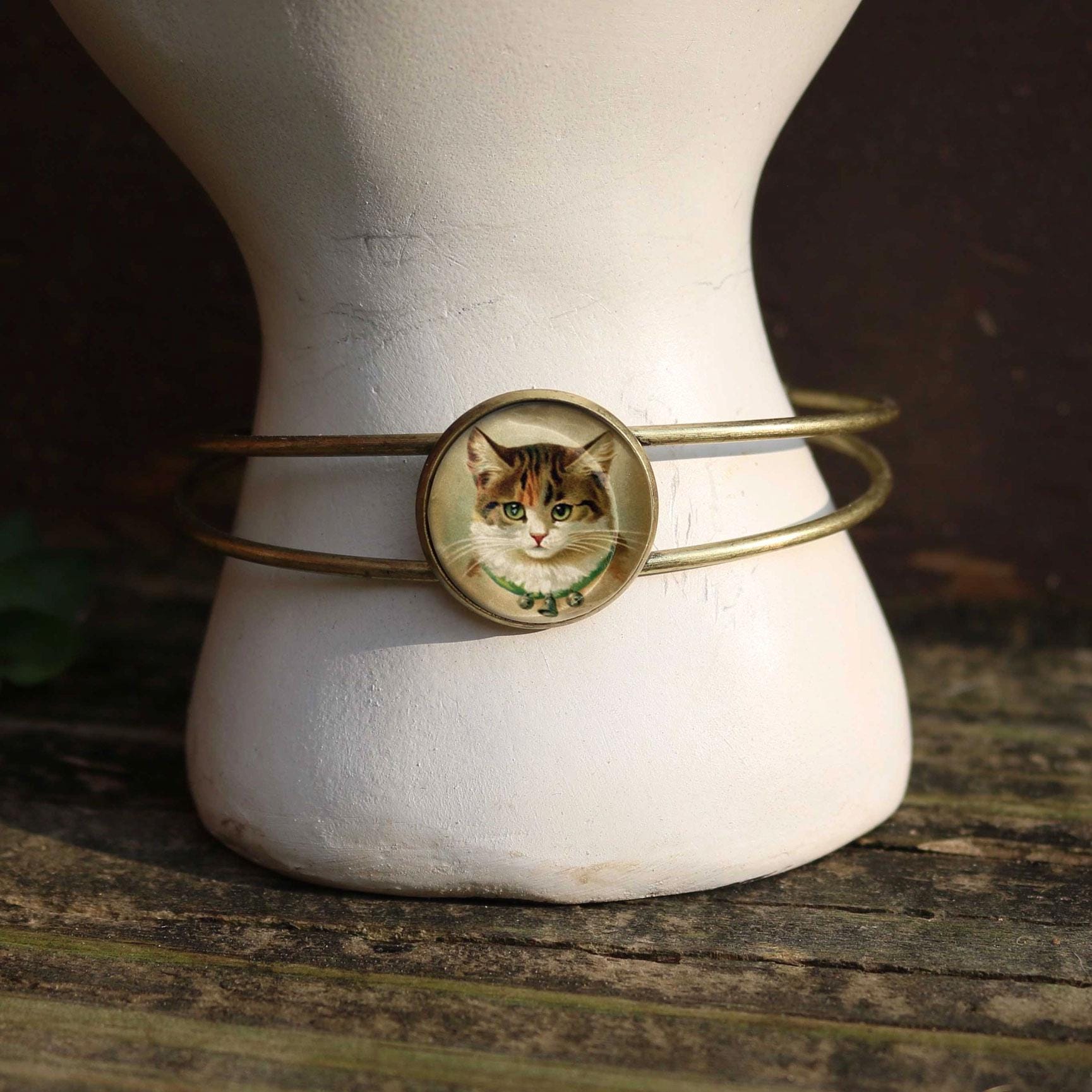 シルバー925  Cat Plate Bracelet Calico TJ-48 Mexico Sterling Silver 925 Sitting Kitten Cat Faces