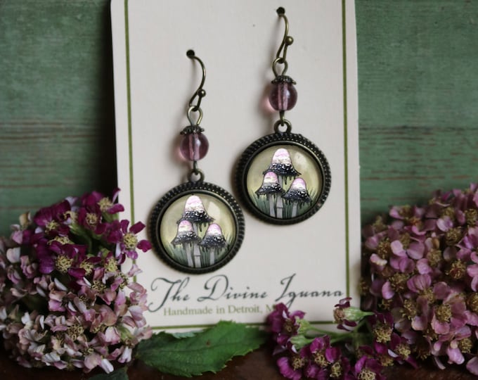 Inky Cap Fairytale Inspired Cottage Core Earrings