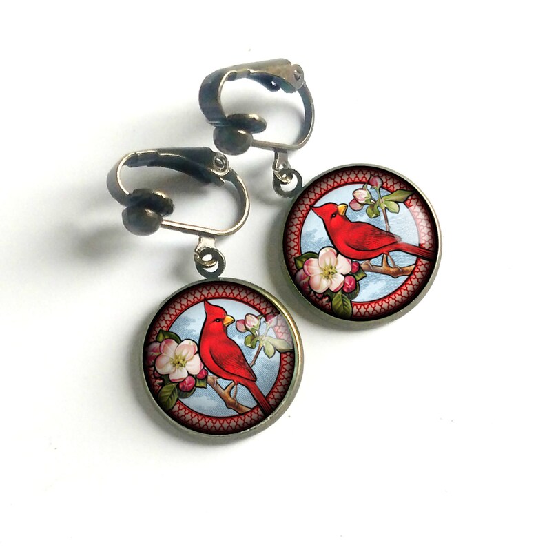 Cardinal Clipon Earrings for unpierced Ears Etsy Cardinal Clipon Earrings for unpierced Ears Etsy