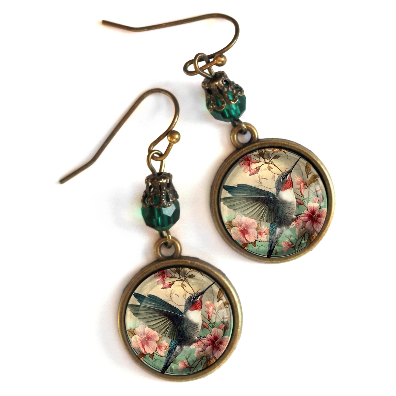 Delicate Hummingbird Vintage Inspired Drop / Dangle Earrings - Etsy