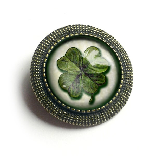 Shamrock or Four-Leafed Clover Vintage Inspired Pin Brooch