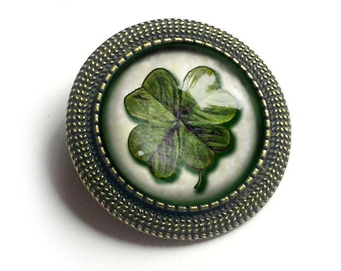 Shamrock or Four-Leafed Clover Vintage Inspired Pin Brooch