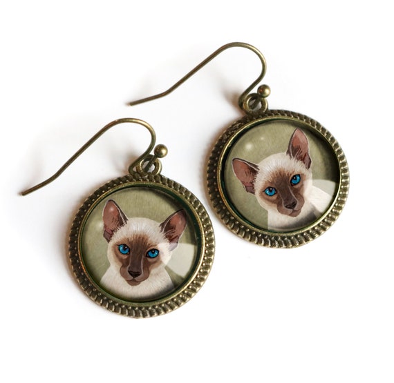 Boucles d'oreilles chat siamois