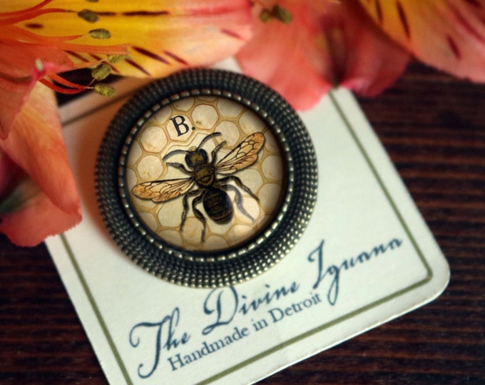 Honey Bee or Worker Bee Vintage Inspired Bar Back Brooch