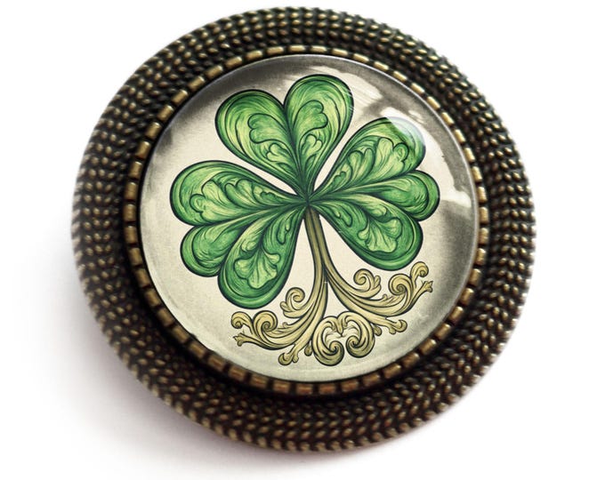 Celtic Shamrock Vintage Inspired Pin Brooch