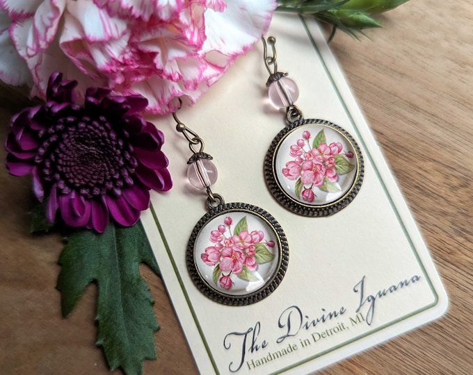 Cherry Blossom Vintage Inspired Drop / Dangle Earrings