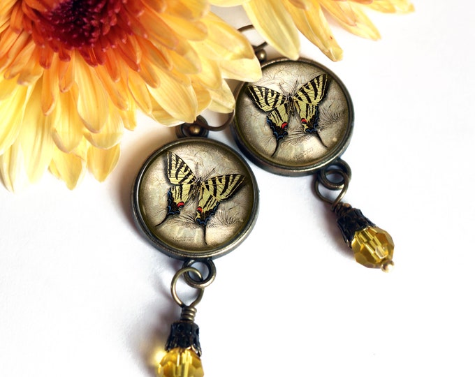 Swallowtail Butterfly Vintage Inspired Drop / Dangle Earrings