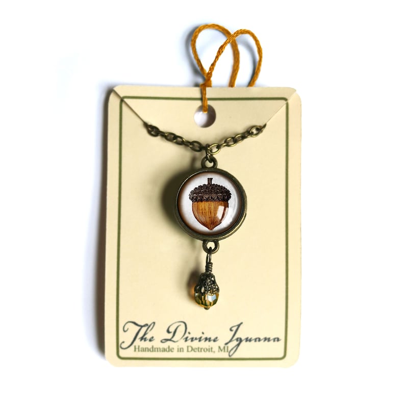 Mighty Acorn Reversible Pendant Necklace with Bead Accent