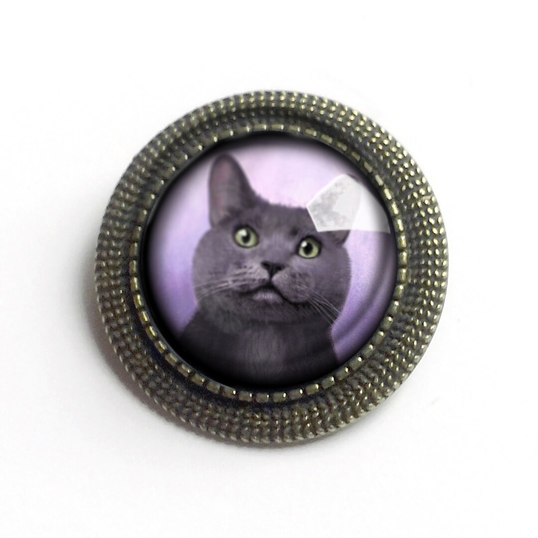 Russian Blue Cat Vintage Inspired Pin Brooch Etsy