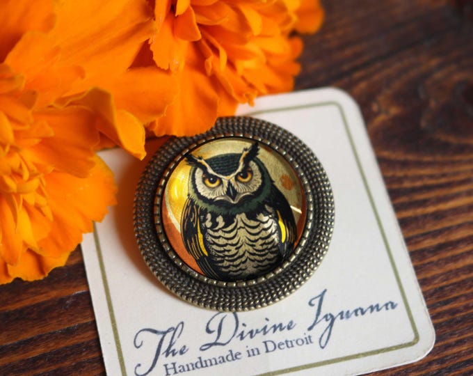 Retro Halloween Owl Vintage Inspired Pin Brooch