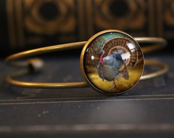 Traditionelles Truthahn Manschette Armband / Armreif aus antikem Messing