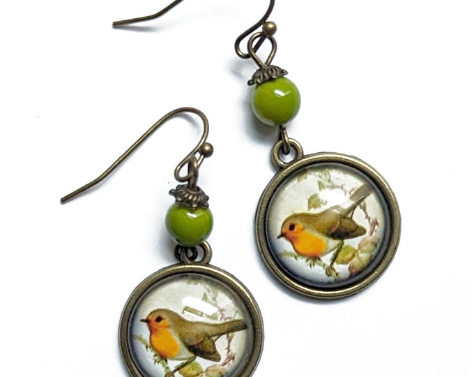 Spring Robin Vintage Inspired Drop / Dangle Earrings
