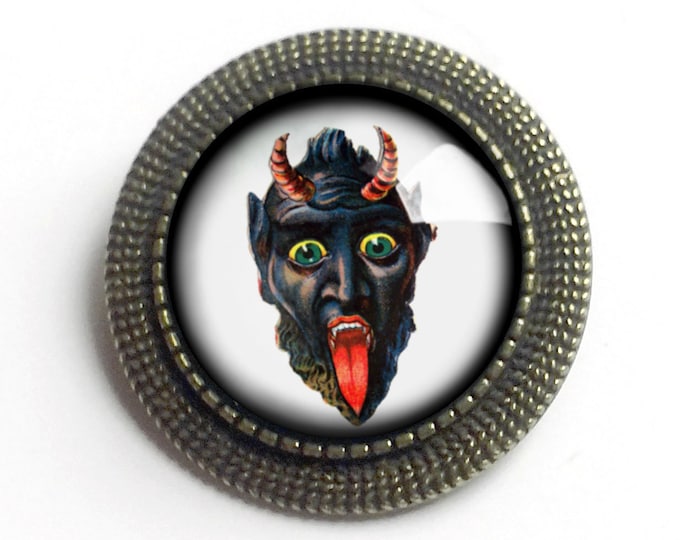 Krampus the Christmas Demon Vintage Inspired Pin Brooch