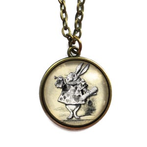 Alice in Wonderland White Rabbit  Pendant Necklace