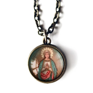Our Lady of Stars, Madonna Guadalupe Simple Reversible Pendant Necklace