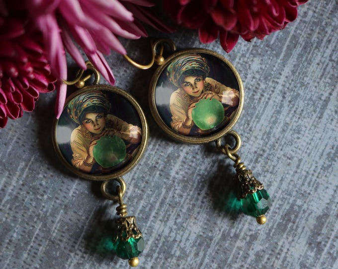 Fortune Teller Vintage Inspired Drop / Dangle Earrings