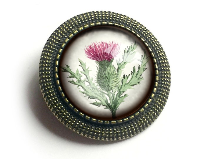 Scottish Thistle Flower Vintage Inspired Pin Brooch