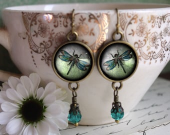 Dragonfly Vintage Inspired Drop / Dangle Earrings