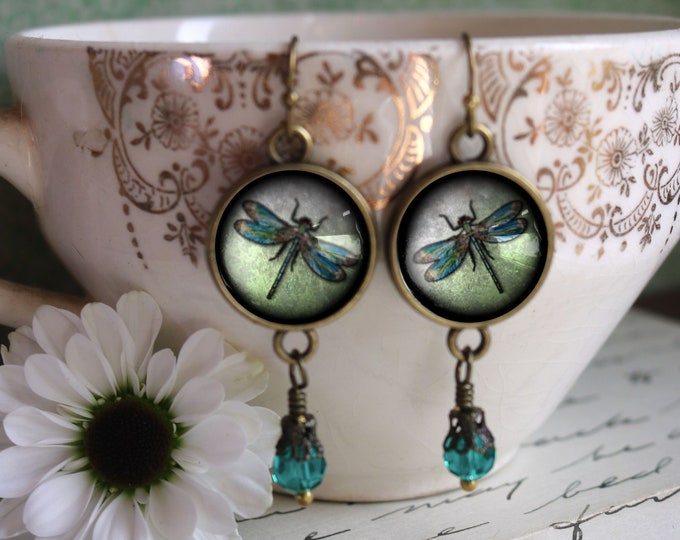 Dragonfly Vintage Inspired Drop / Dangle Earrings