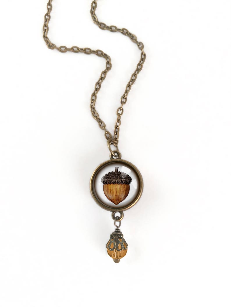 Mighty Acorn Reversible Pendant Necklace with Bead Accent
