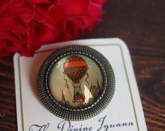 Steampunk Hot Air Balloon Vintage Inspired Pin Brooch