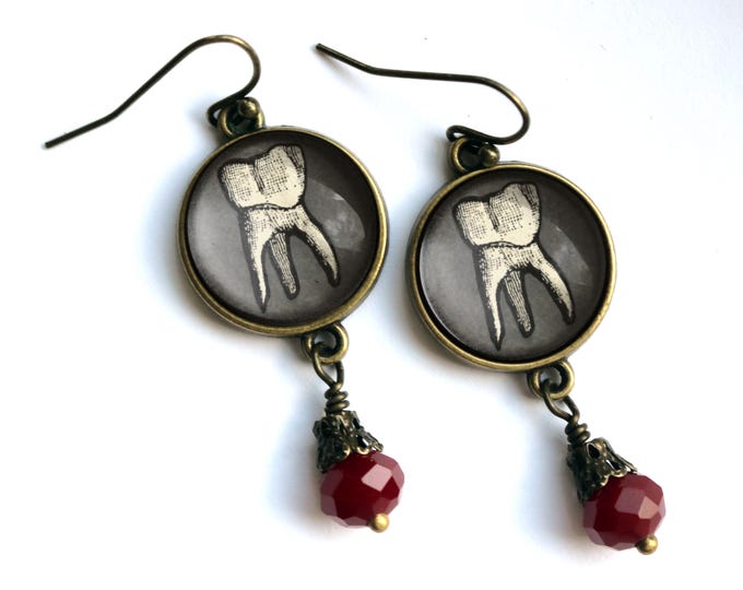 Human Tooth Vintage Inspired Drop / Dangle Earrings