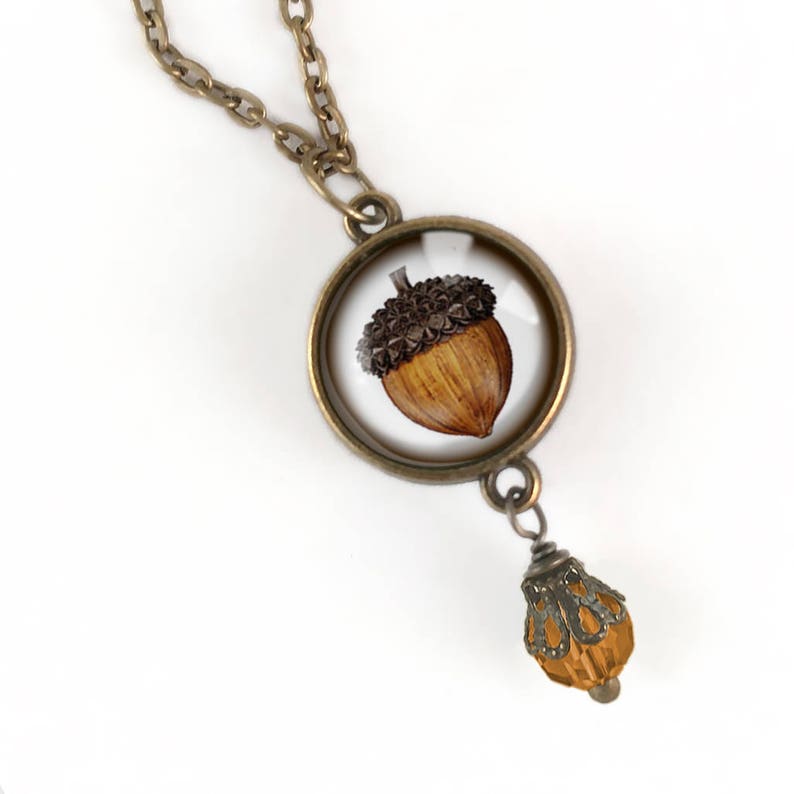Mighty Acorn Reversible Pendant Necklace with Bead Accent