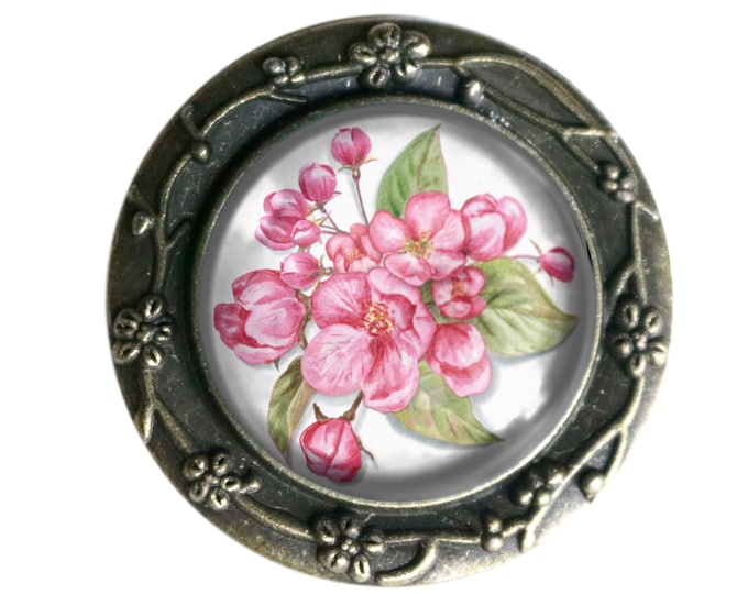Cherry Blossom Flower Vintage Inspired Pin Brooch