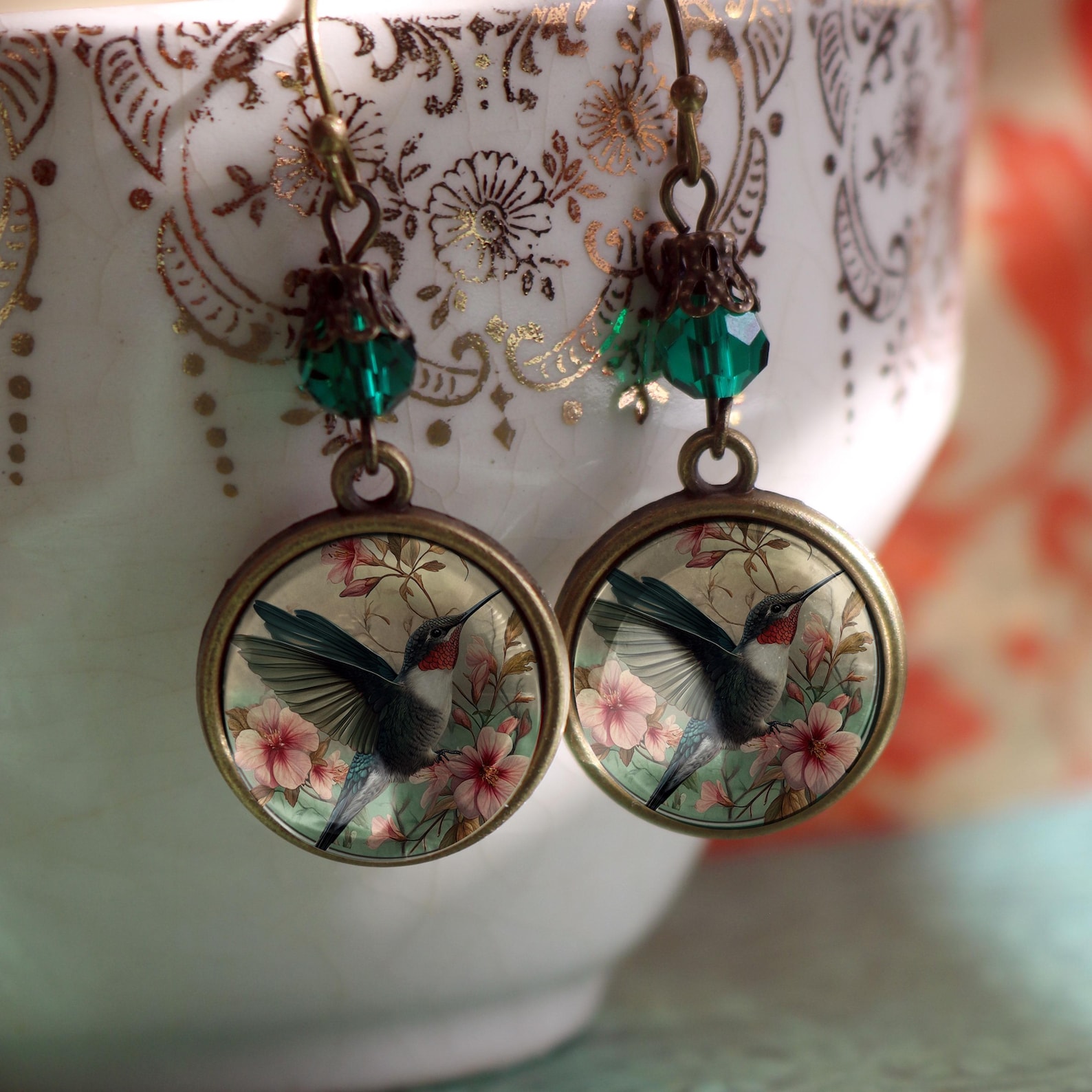Delicate Hummingbird Vintage Inspired Drop / Dangle Earrings - Etsy