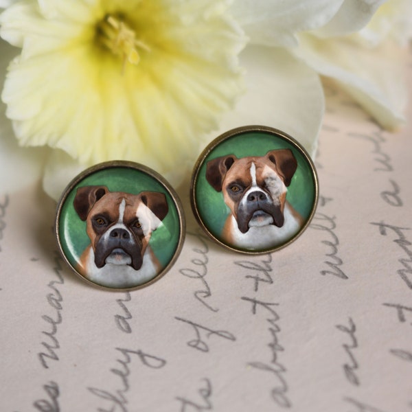 Boxer Dog Vintage Inspired Stud Earrings