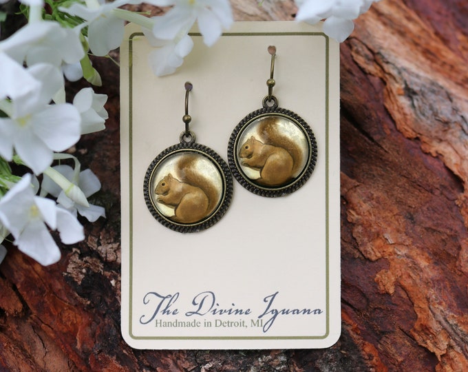Adorable Fluffy Victorian Squirrel Earrings