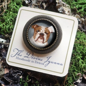 Englische Bulldogge Vintage Inspirierte Anstecknadel Brosche