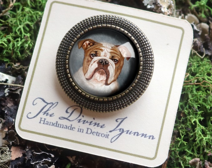 English Bulldog Vintage Inspired Pin Brooch