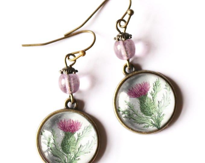 Scottish Thistle Vintage Inspired Drop / Dangle Earrings