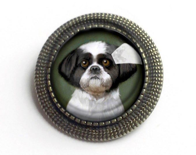 Shitzu Dog Dog Vintage Inspired Pin Brooch
