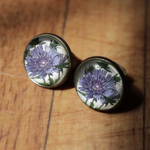 Purple Aster Vintage Inspired Stud Earrings