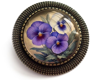 Purple Pansy Flower Vintage Inspired Pin Brooch