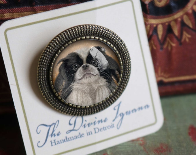 Japanese Chin Dog Vintage Inspired Pin Brooch