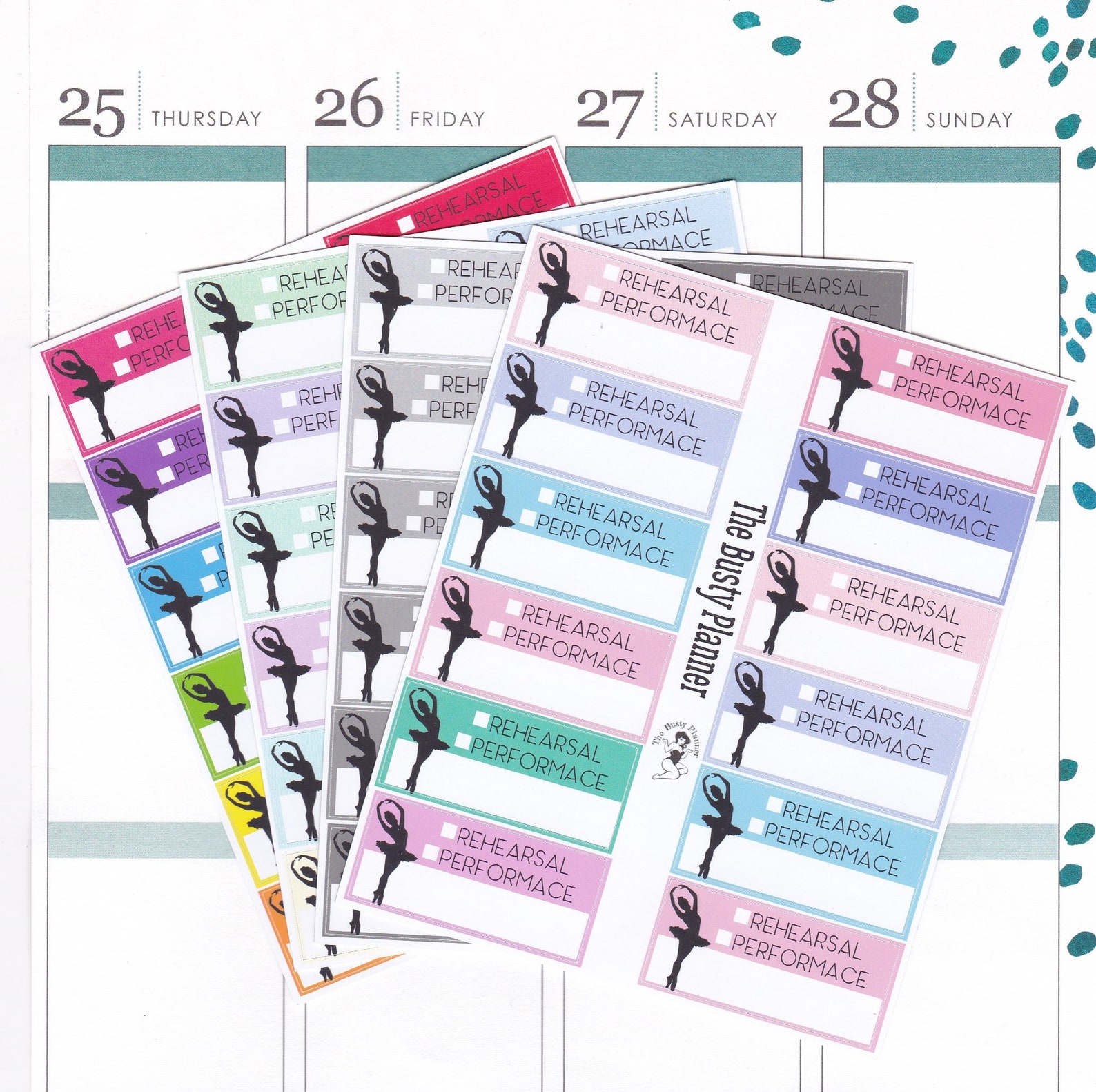 12 ballet rehearsal performance stickers matte glossy erin condren eclp travelers notebook tn midori mini happy planner personal