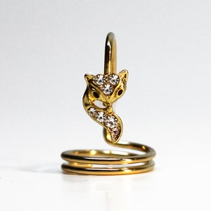 Fingertip Ring  Little Fox finger nail art Trendy Nail Open Adjustable Rhinestone Zircon Fingernail Protective Cover Birthday Gift For Her