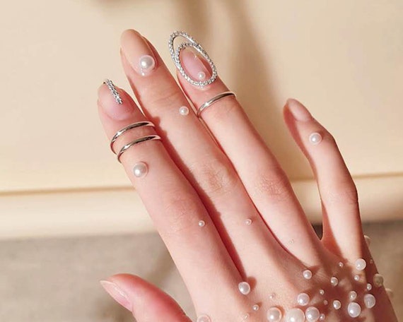 10Pcs Finger Tip Nail Rings for Women Girls, Adjustable Opening