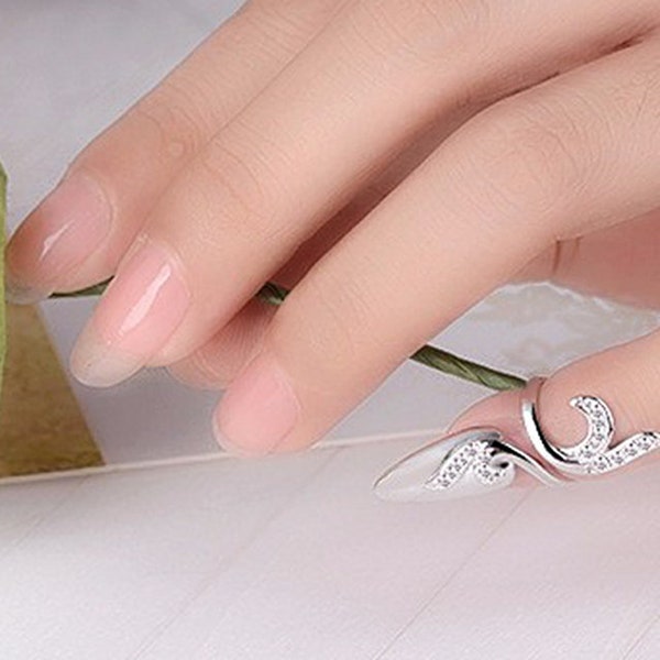 Little Finger Ring finger nail art Trendy Nail Open Adjustable Rhinestone Zircon Fingernail Protective Cover Birthday Gift for Her Girl