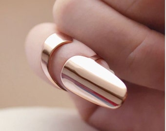 Anillo de acero inoxidable para la punta del dedo: Funda protectora para uñas de moda