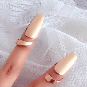 Fingertip Ring Gold Silver Nail art Trendy Nail Open Adjustable Rhinestone Stainless Steel Fingernail Protective Cover Birthday Gift For Her image 5