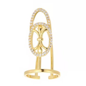 Fingertip Nail Ring Finger Art Trendy Nail Open Adjustable Rhinestone Gold Plated Brass Zircon Fingernail Cover Birthday Gift For Her