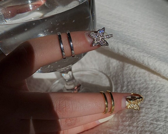 Fingertip Rings Fingertip ring finger nail art Trendy Nail Open Adjustable | Etsy